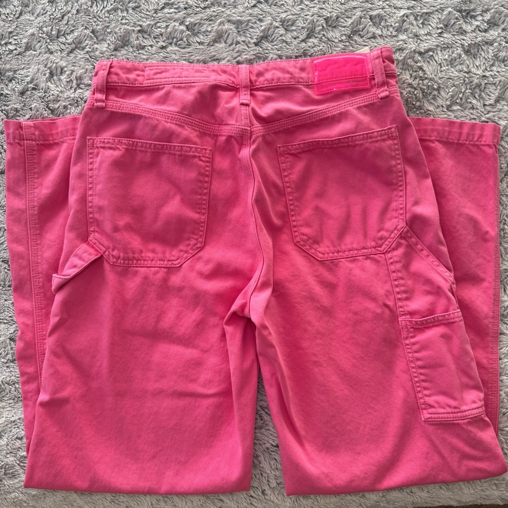 Rag & Bone Sid Carpenter Wide Leg Jeans Bright Pink Denim Size 27!
